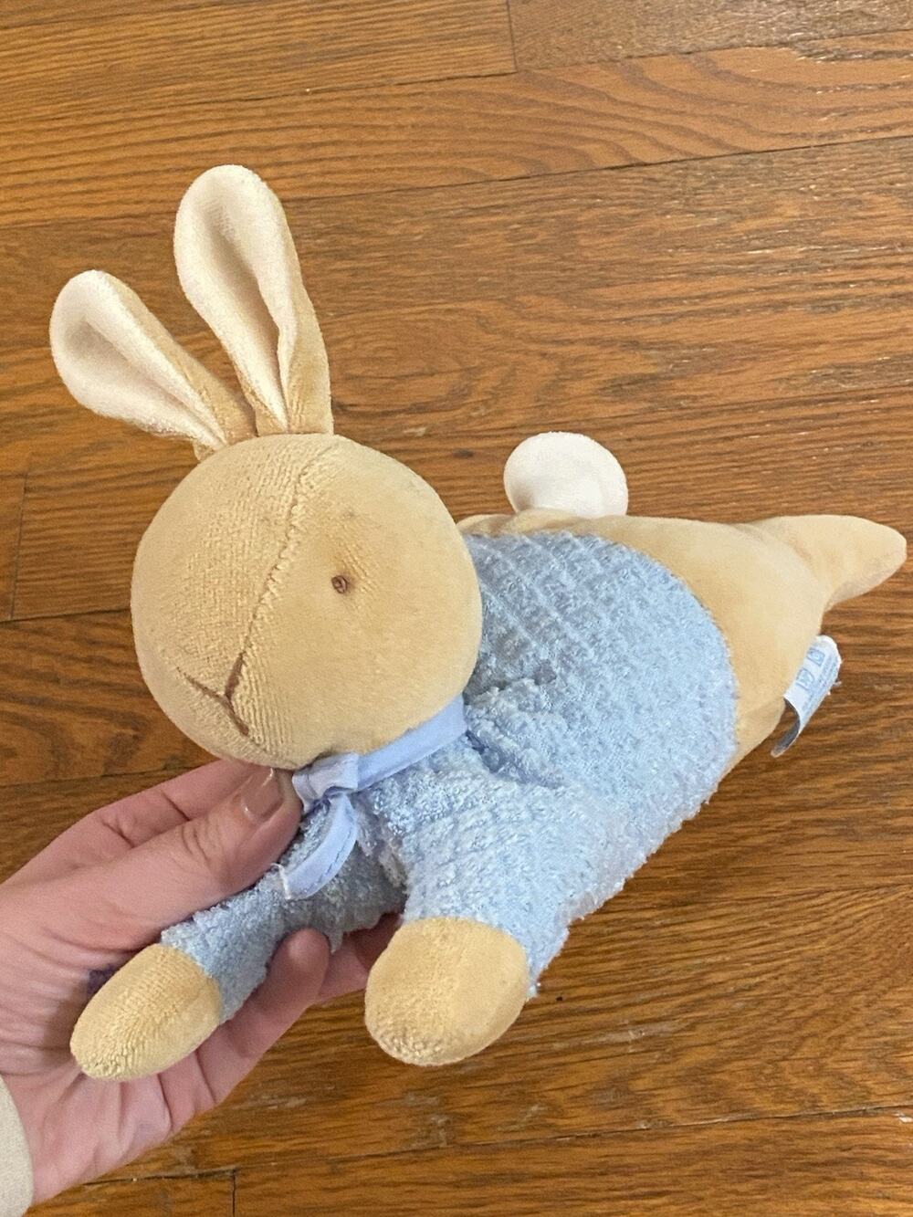Vintage Eden Peter Rabbit Blue Terry Cloth Waffle Weave Thermal Plush Laying